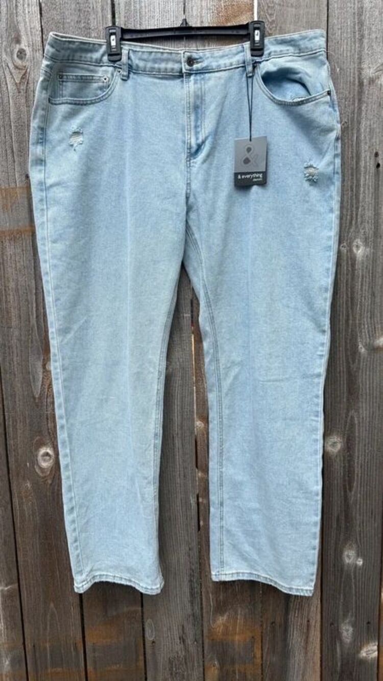 NWT flaws & Everything Denim jeans men 40x32 Light Wash Relaxed Straight Leg